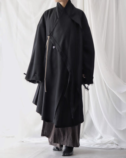 layered frayed coat
