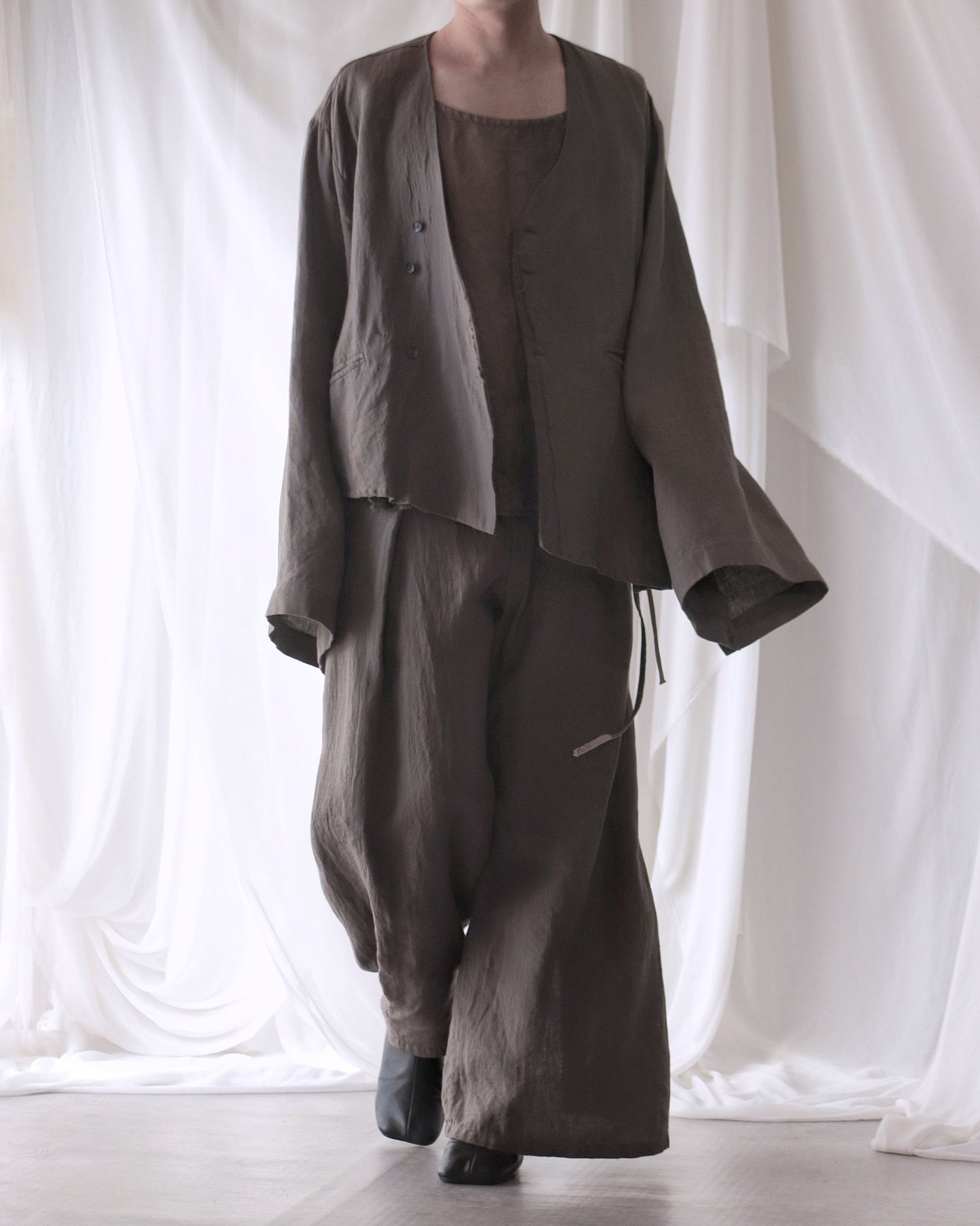 collarless jacket
