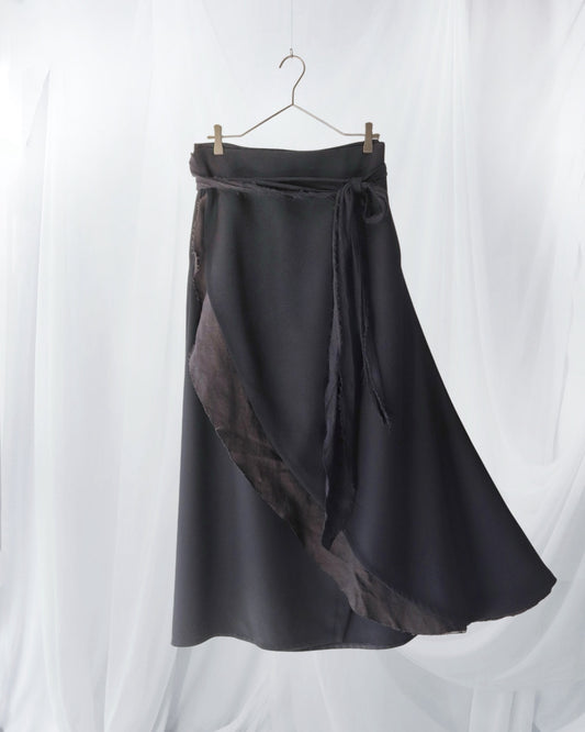 wrapped layered frayed skirt