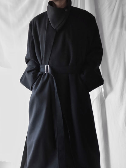melton&gabardine layered coat