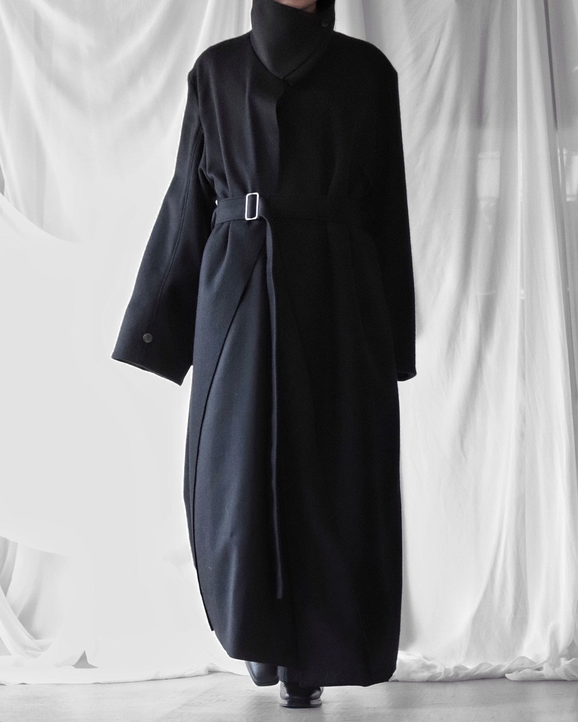 melton&gabardine layered coat
