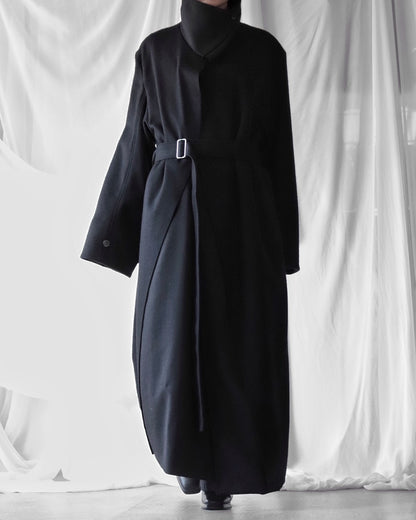 melton&gabardine layered coat