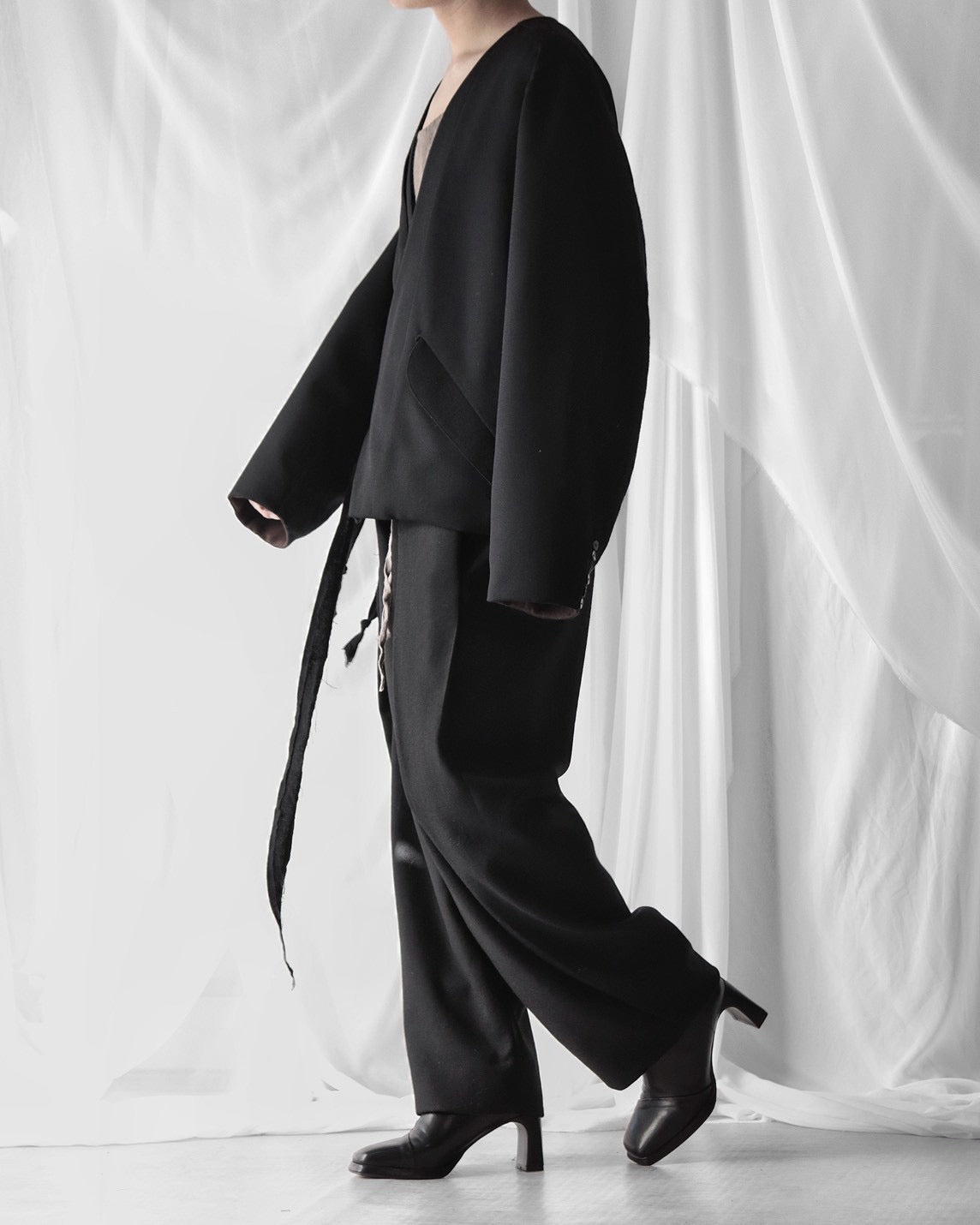 collarless tailored jacket