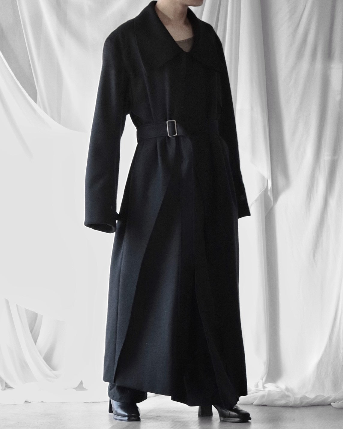 melton&gabardine layered coat