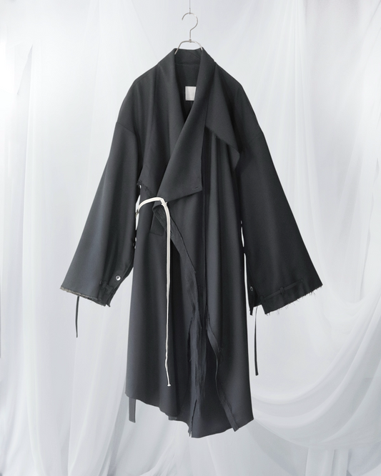 layered frayed coat