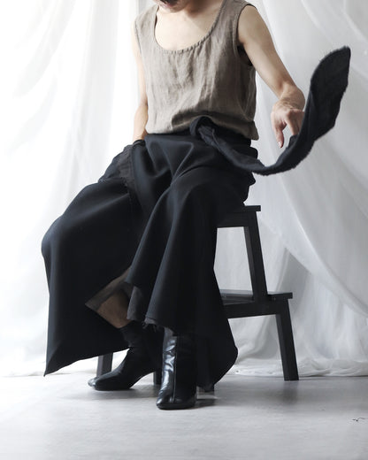 wrapped layered frayed skirt