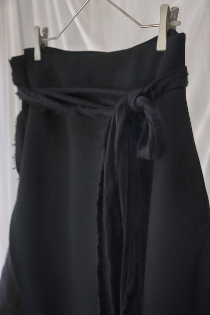 wrapped layered frayed skirt