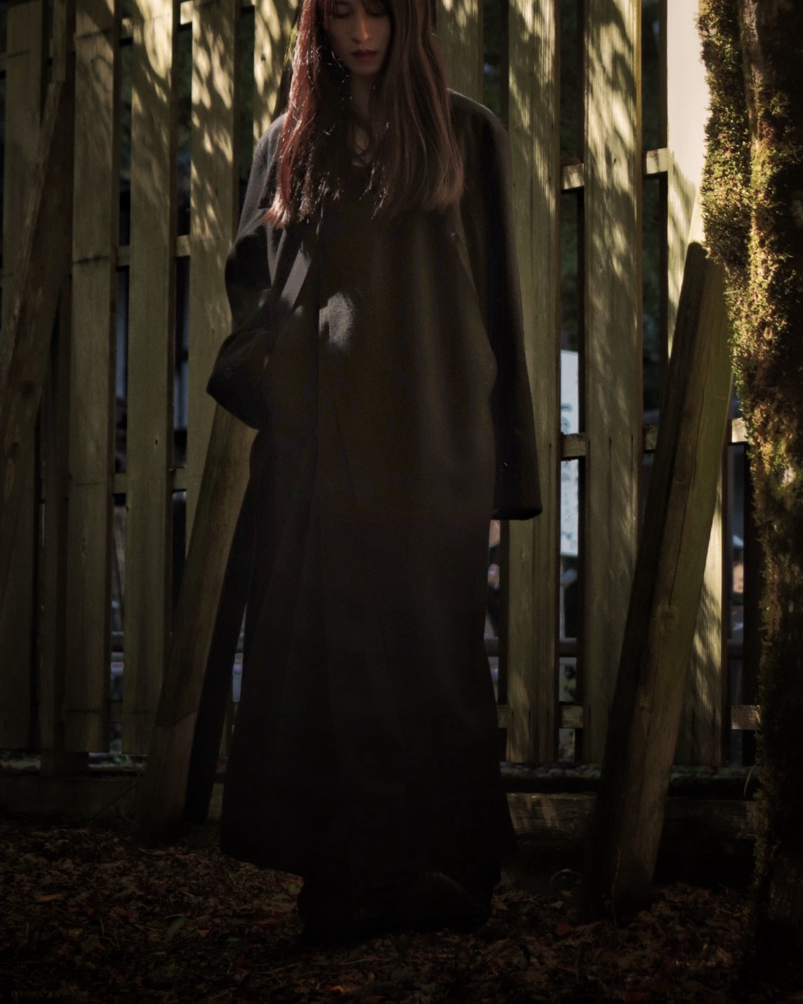 melton&gabardine layered coat