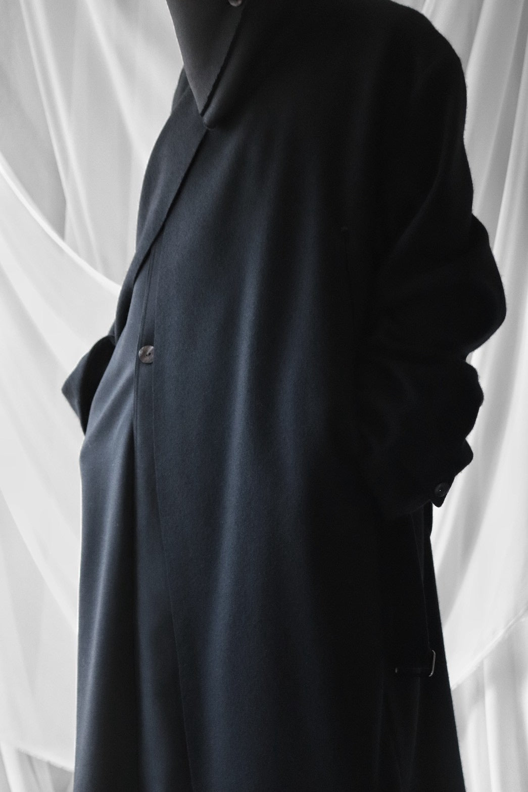 melton&gabardine layered coat