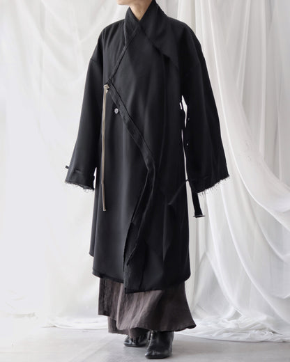 layered frayed coat
