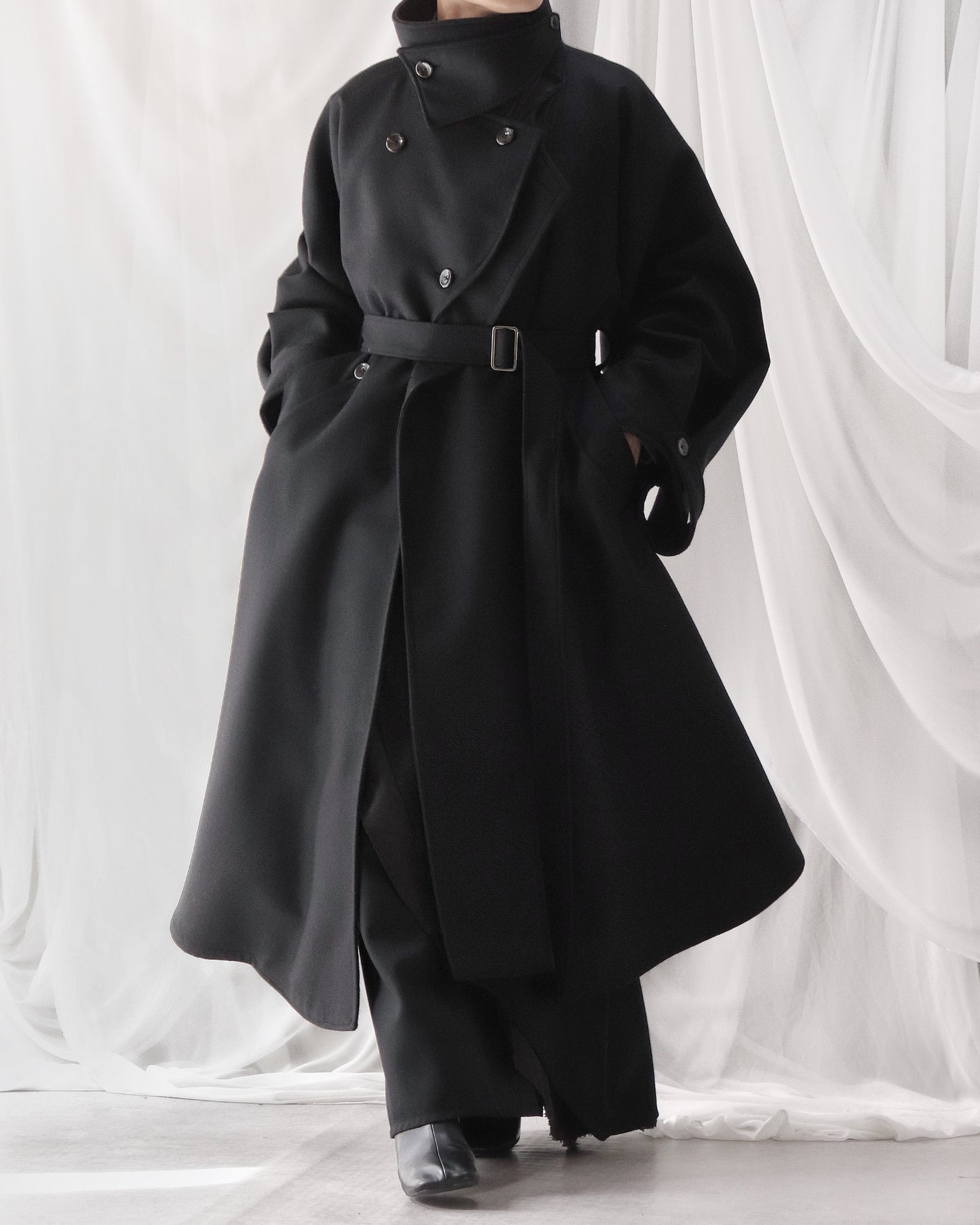 wool melton asymmetry coat