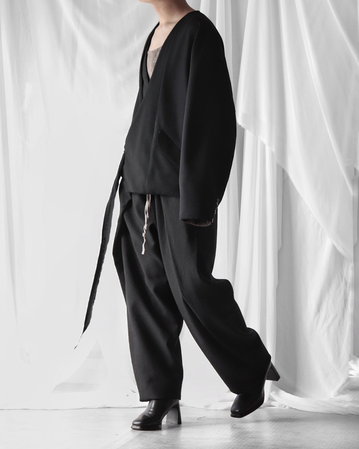 collarless tailored jacket