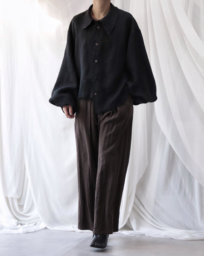 cut off flare sleeve shirt/black