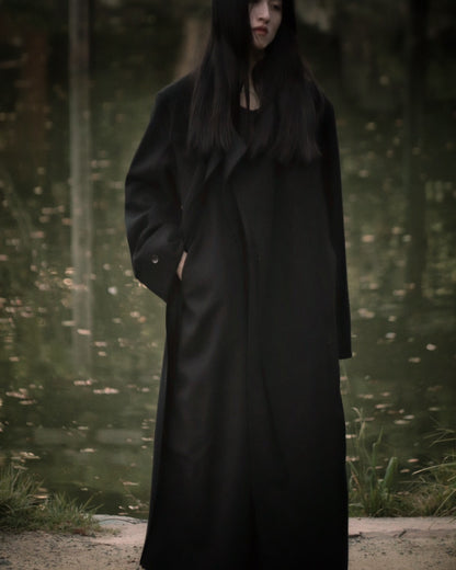 melton&gabardine layered coat
