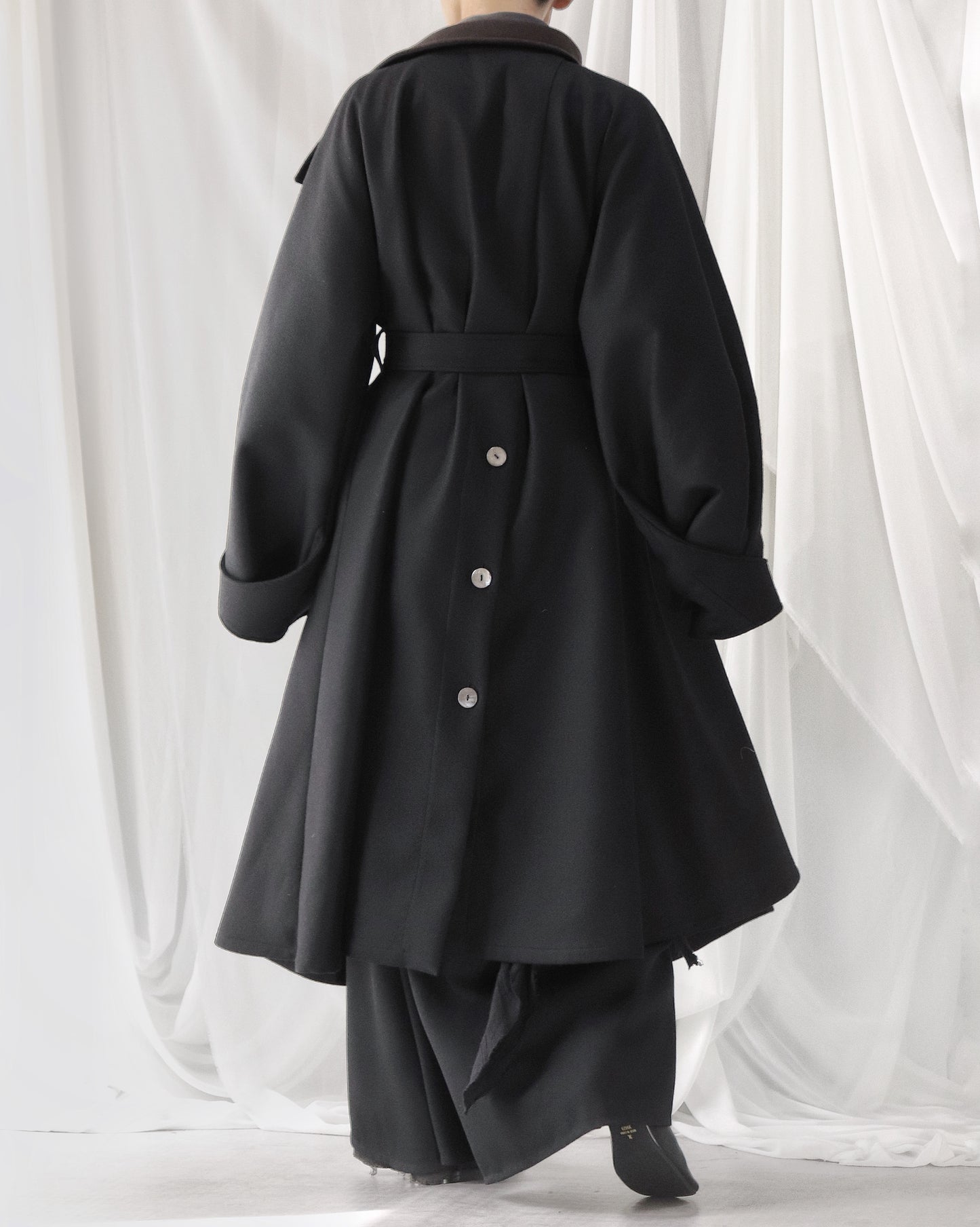 wool melton asymmetry coat