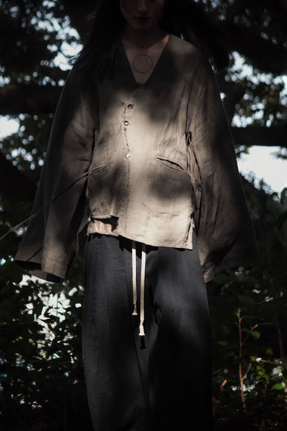 collarless jacket