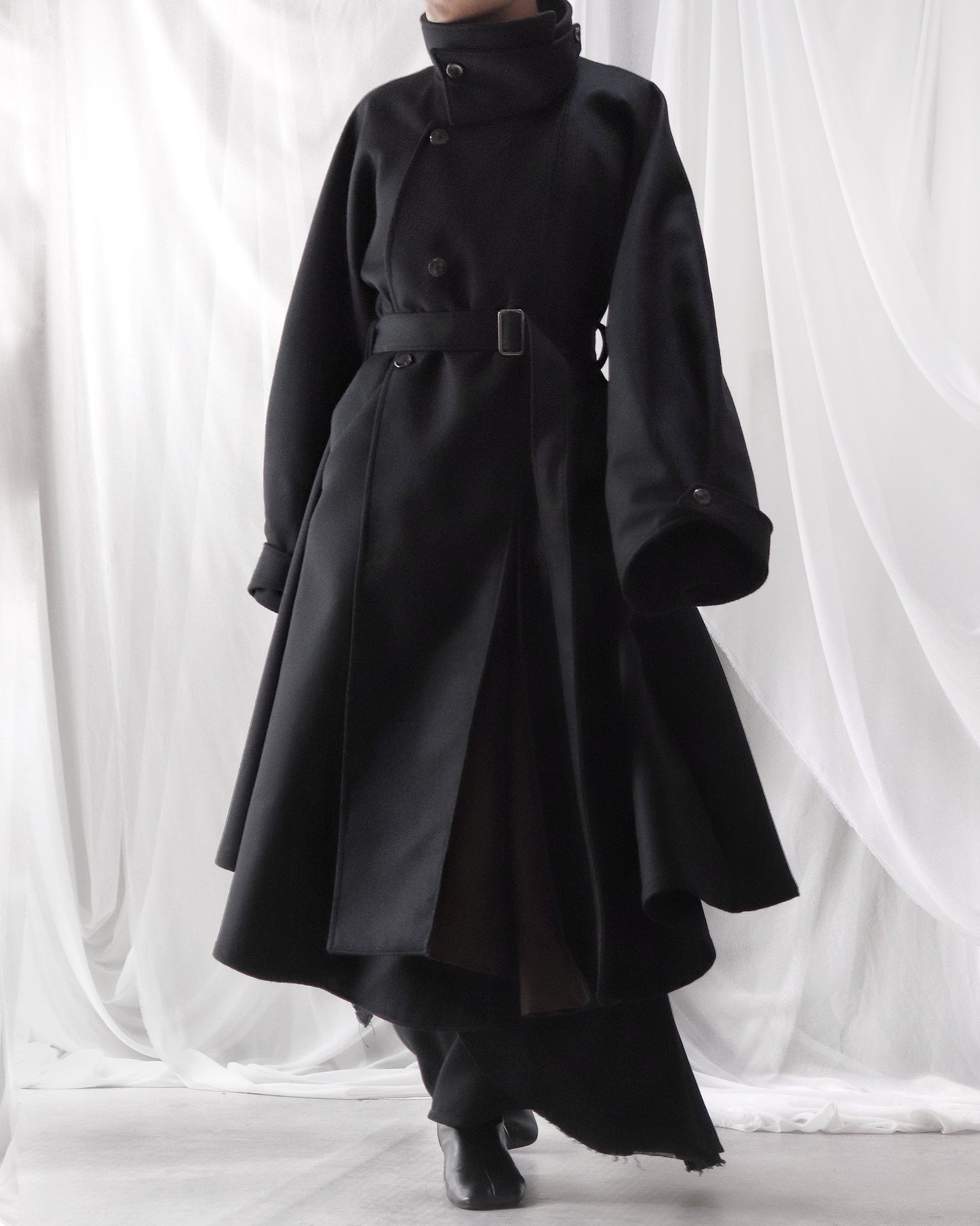 wool melton asymmetry coat