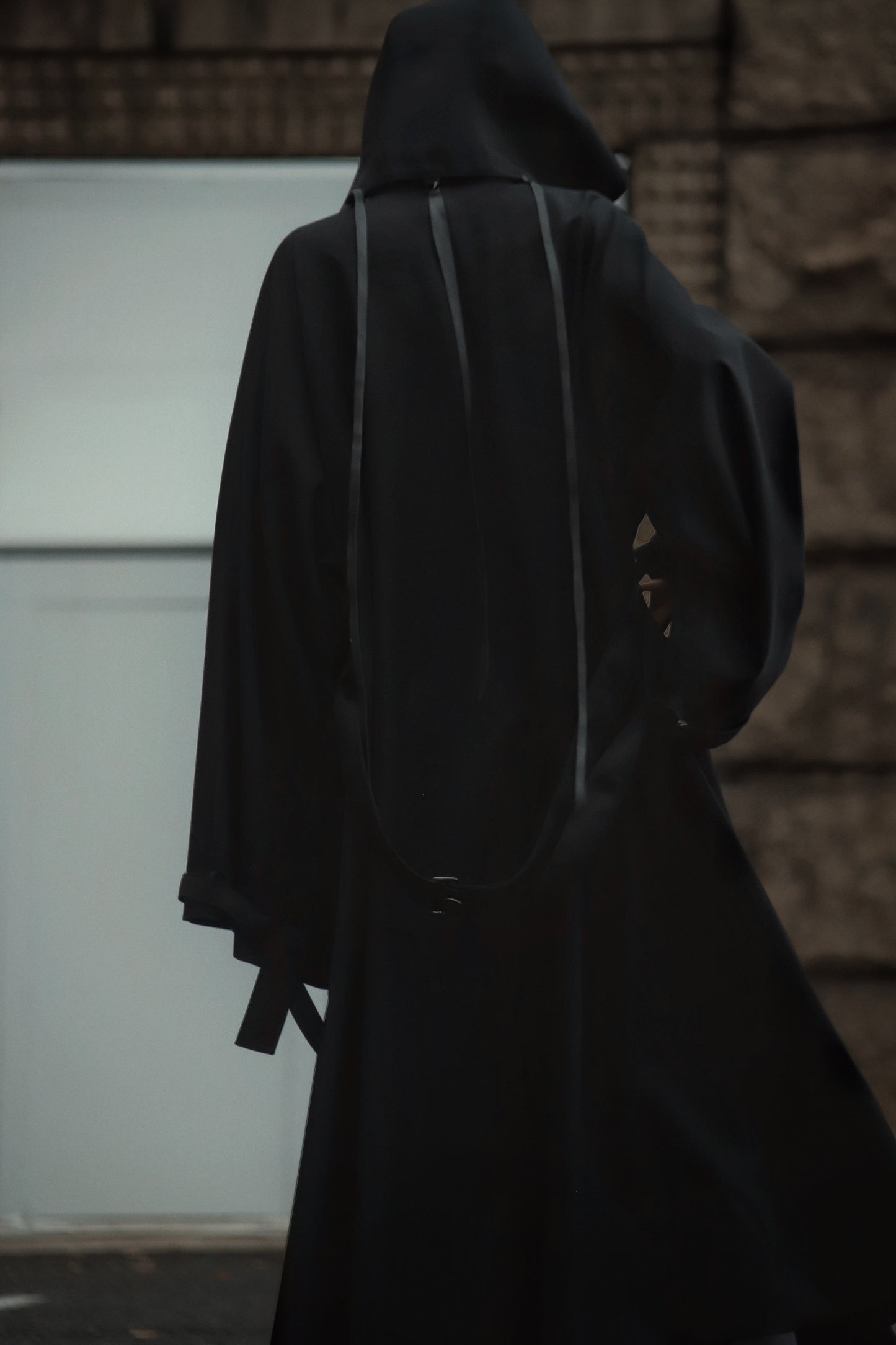 wool × leather layered coat