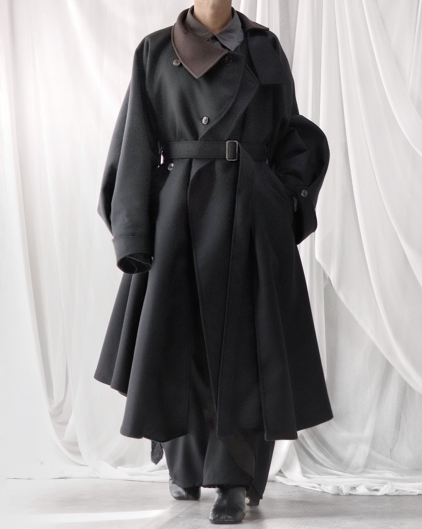 wool melton asymmetry coat