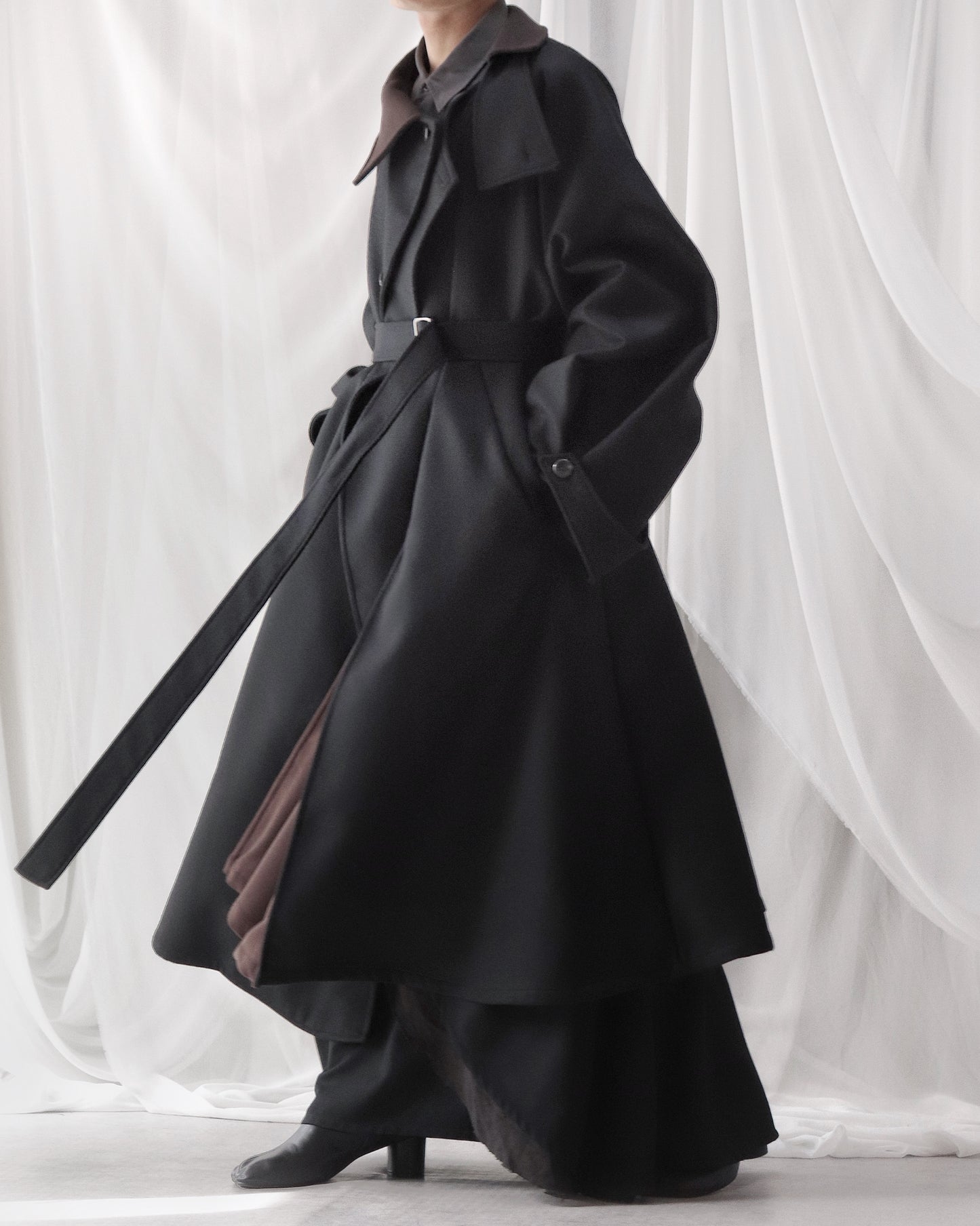 wool melton asymmetry coat