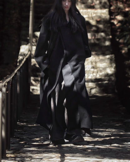melton&gabardine layered coat