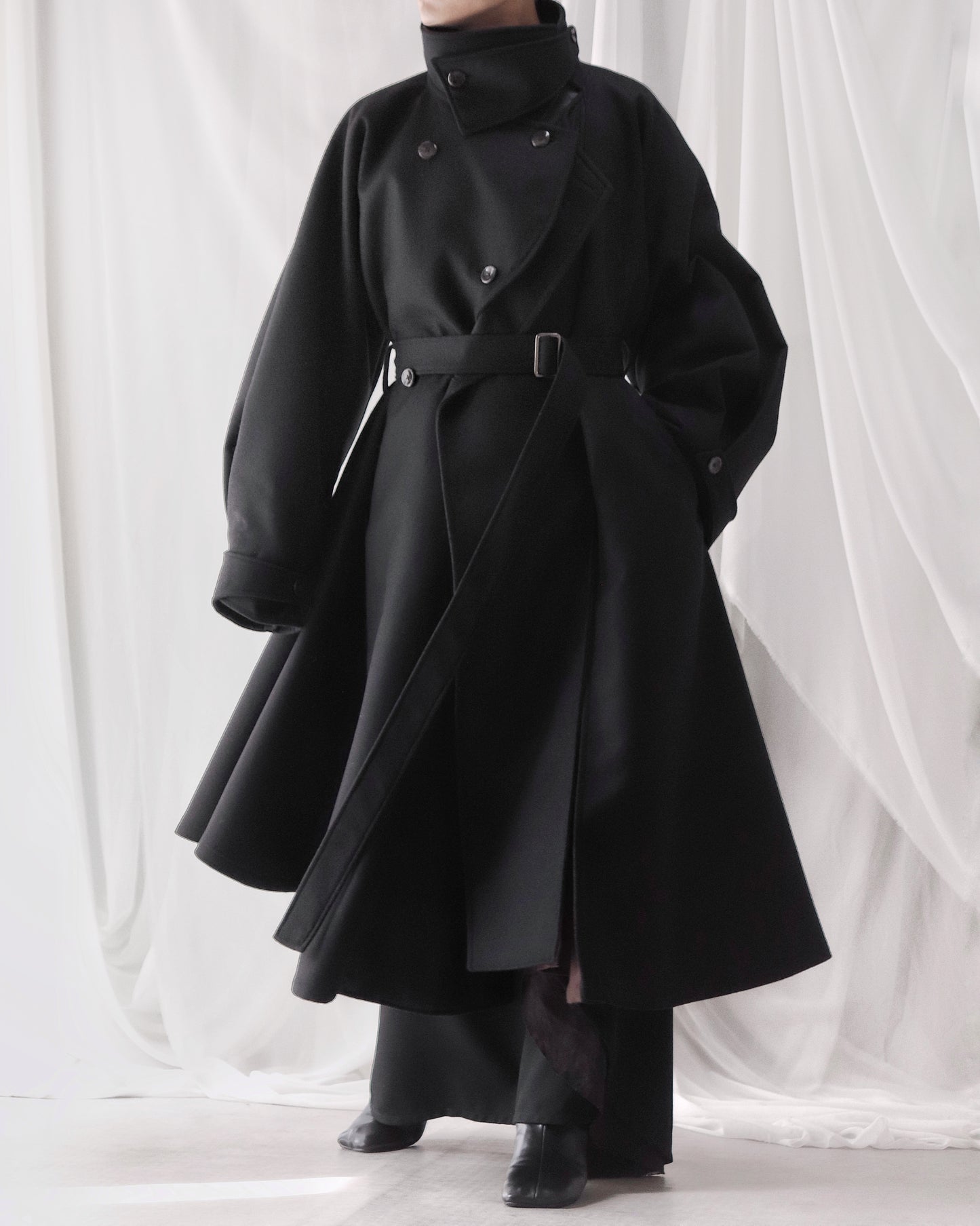 wool melton asymmetry coat