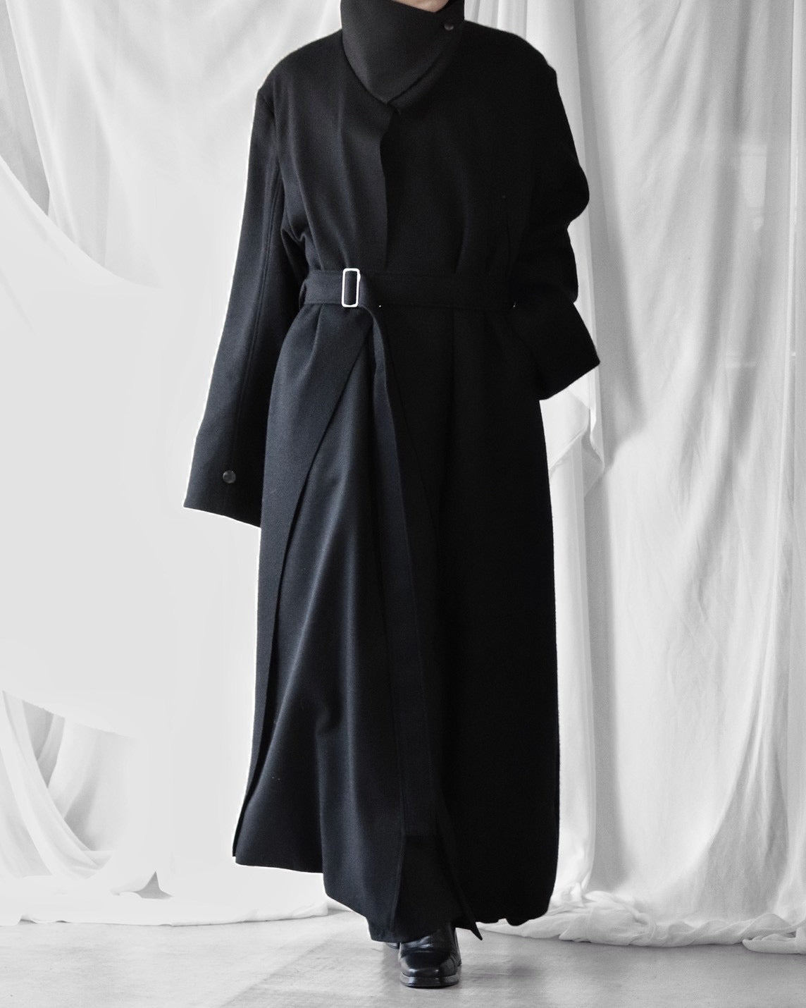 melton&gabardine layered coat