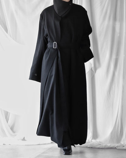 melton&gabardine layered coat