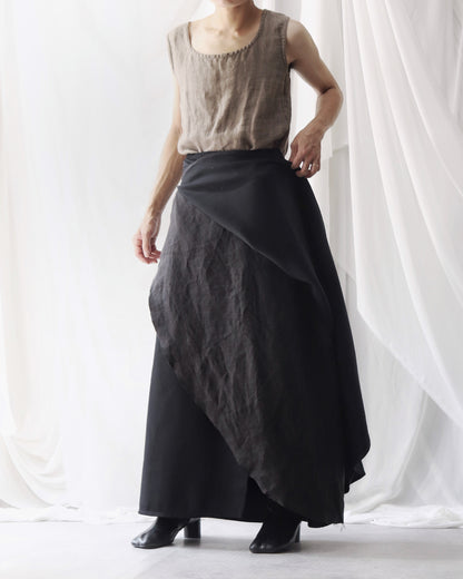 wrapped layered frayed skirt