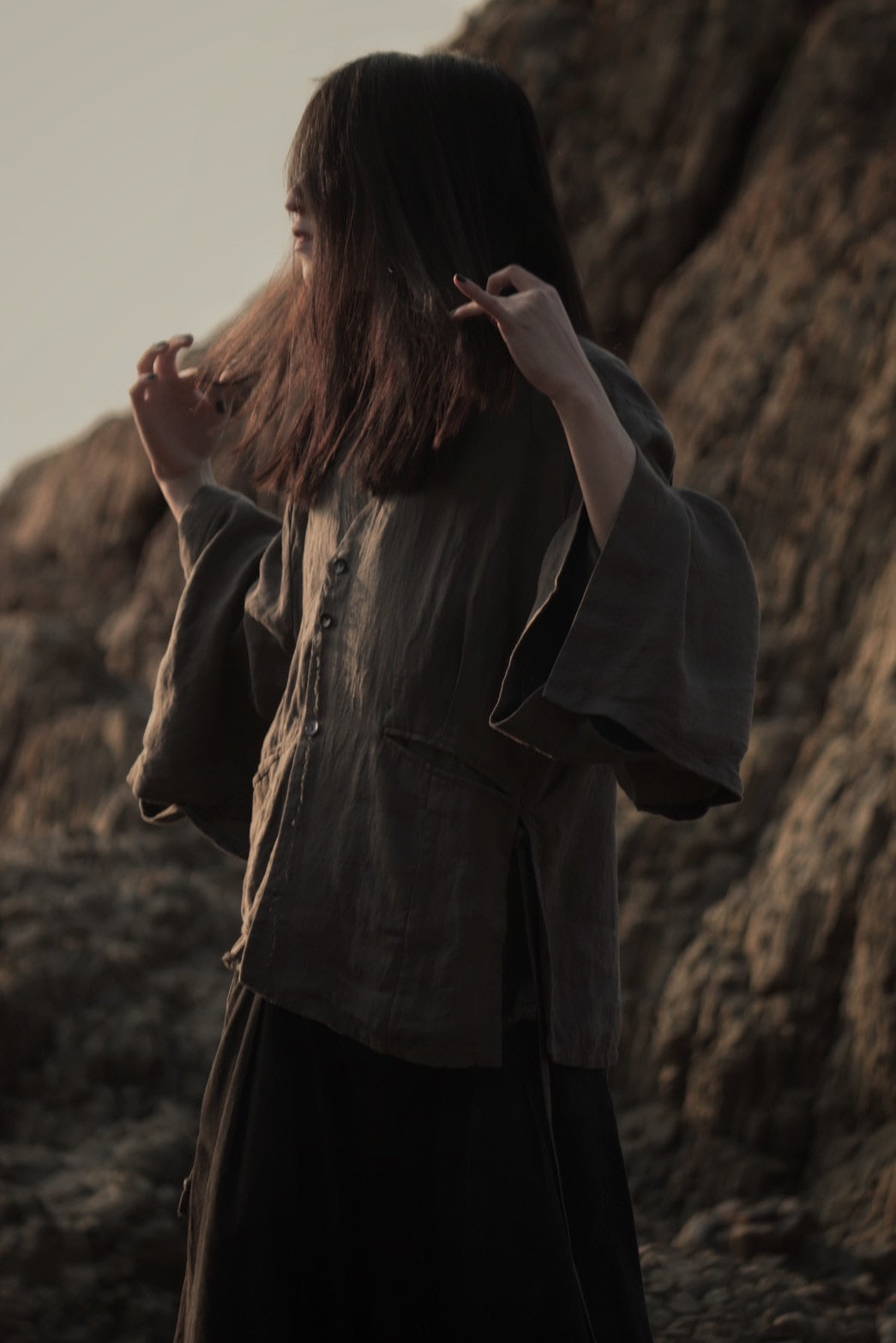 collarless jacket