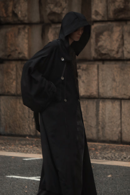 wool × leather layered coat