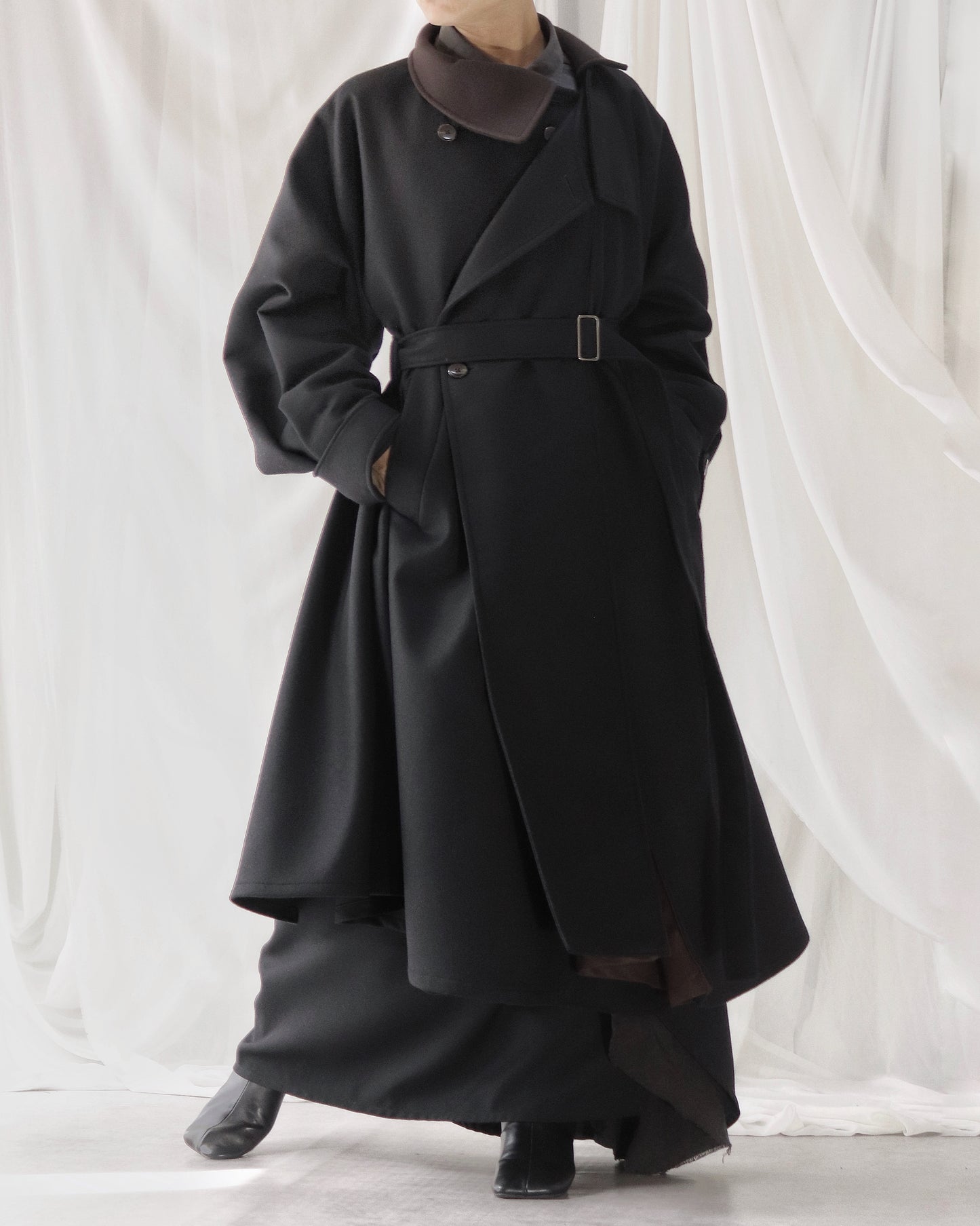 wool melton asymmetry coat