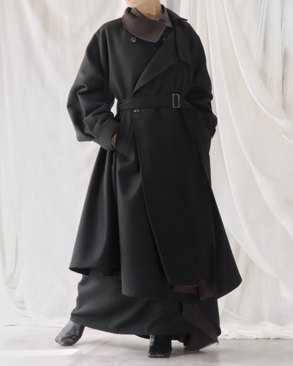 wool melton asymmetry coat