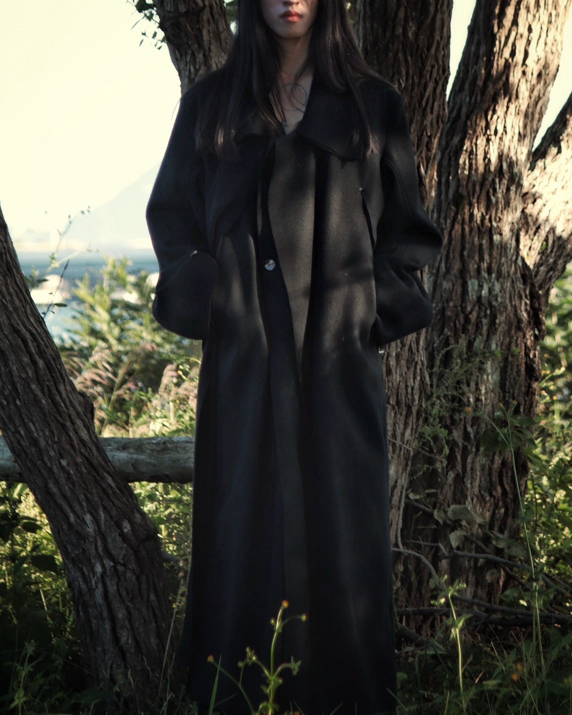 melton&gabardine layered coat