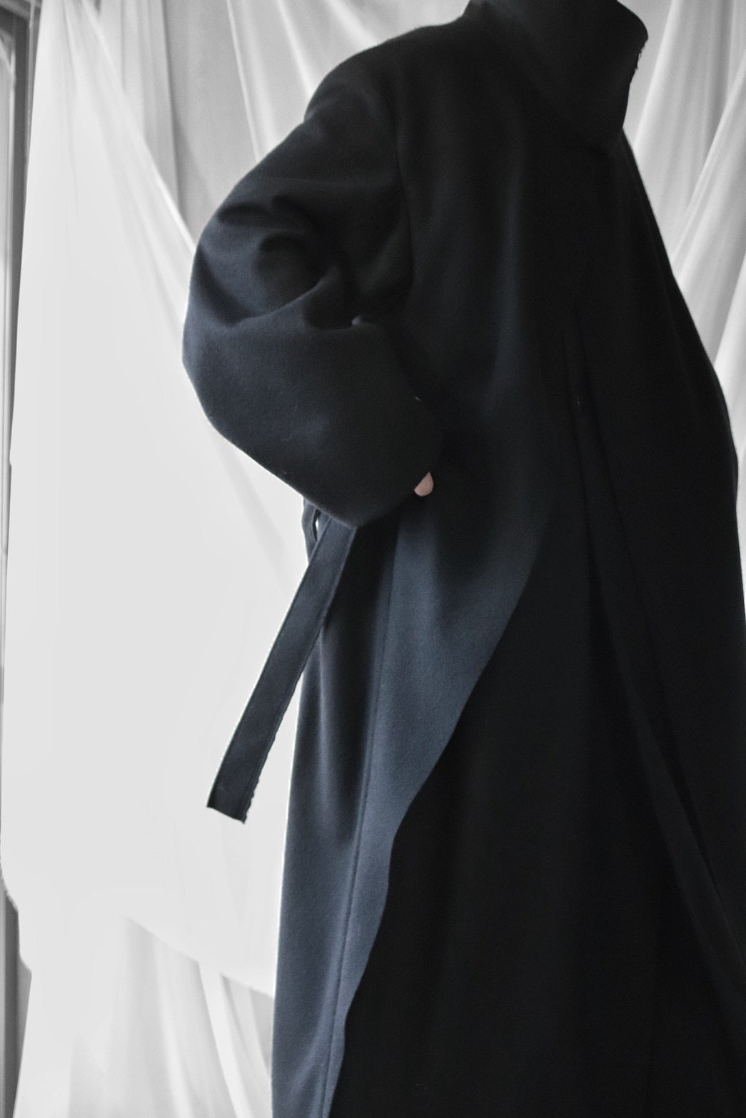 melton&gabardine layered coat