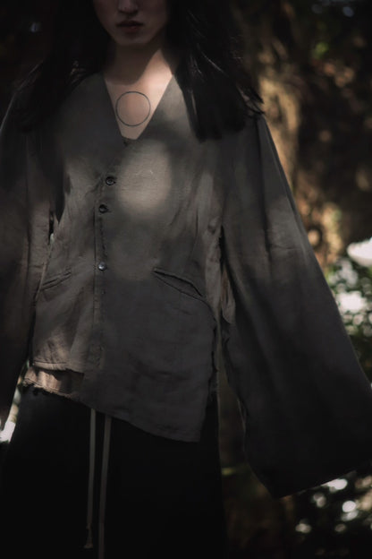 collarless jacket