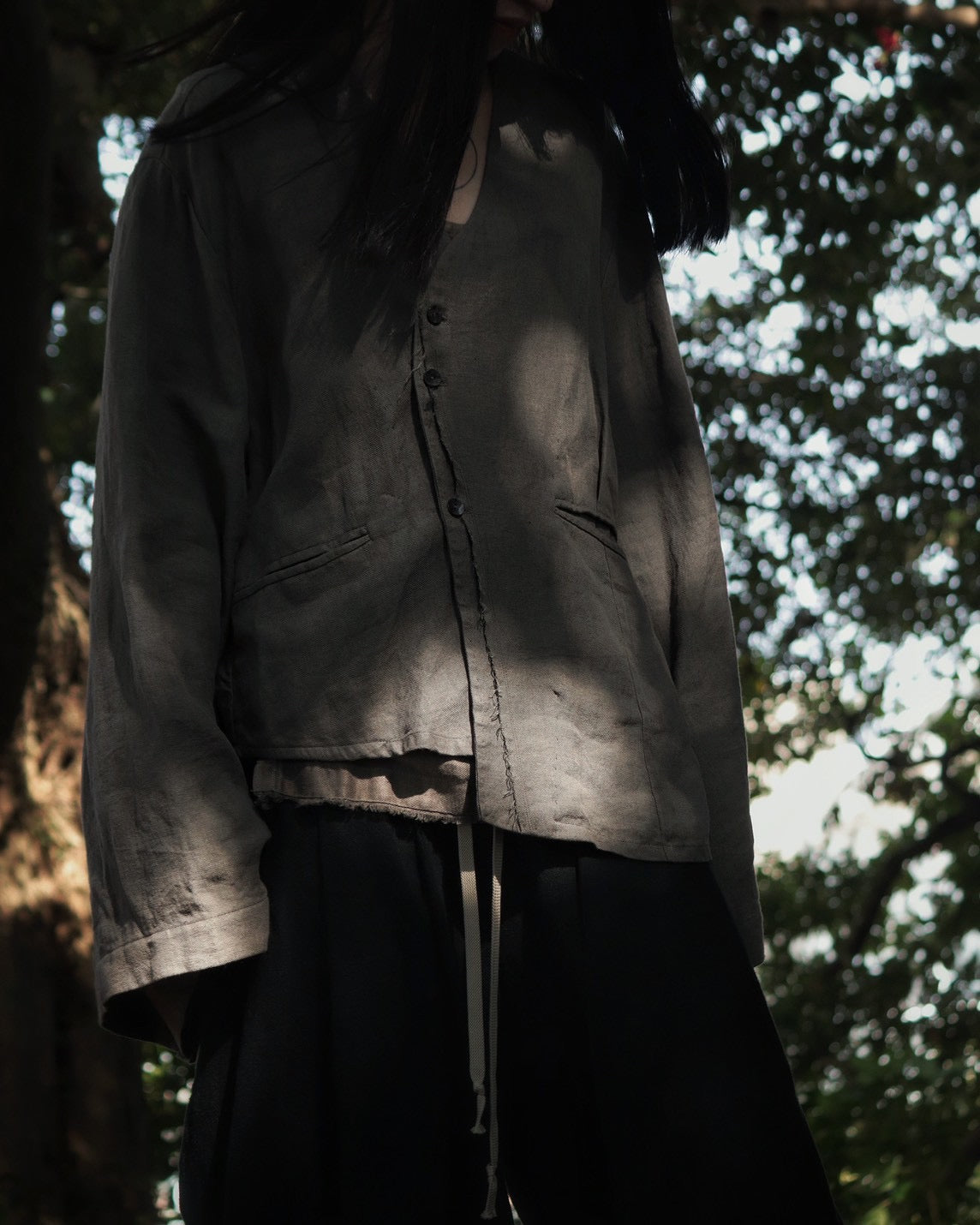 collarless jacket