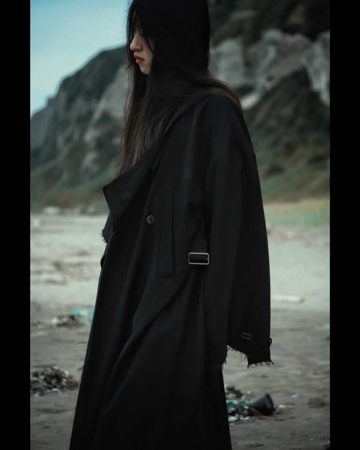 layered frayed coat