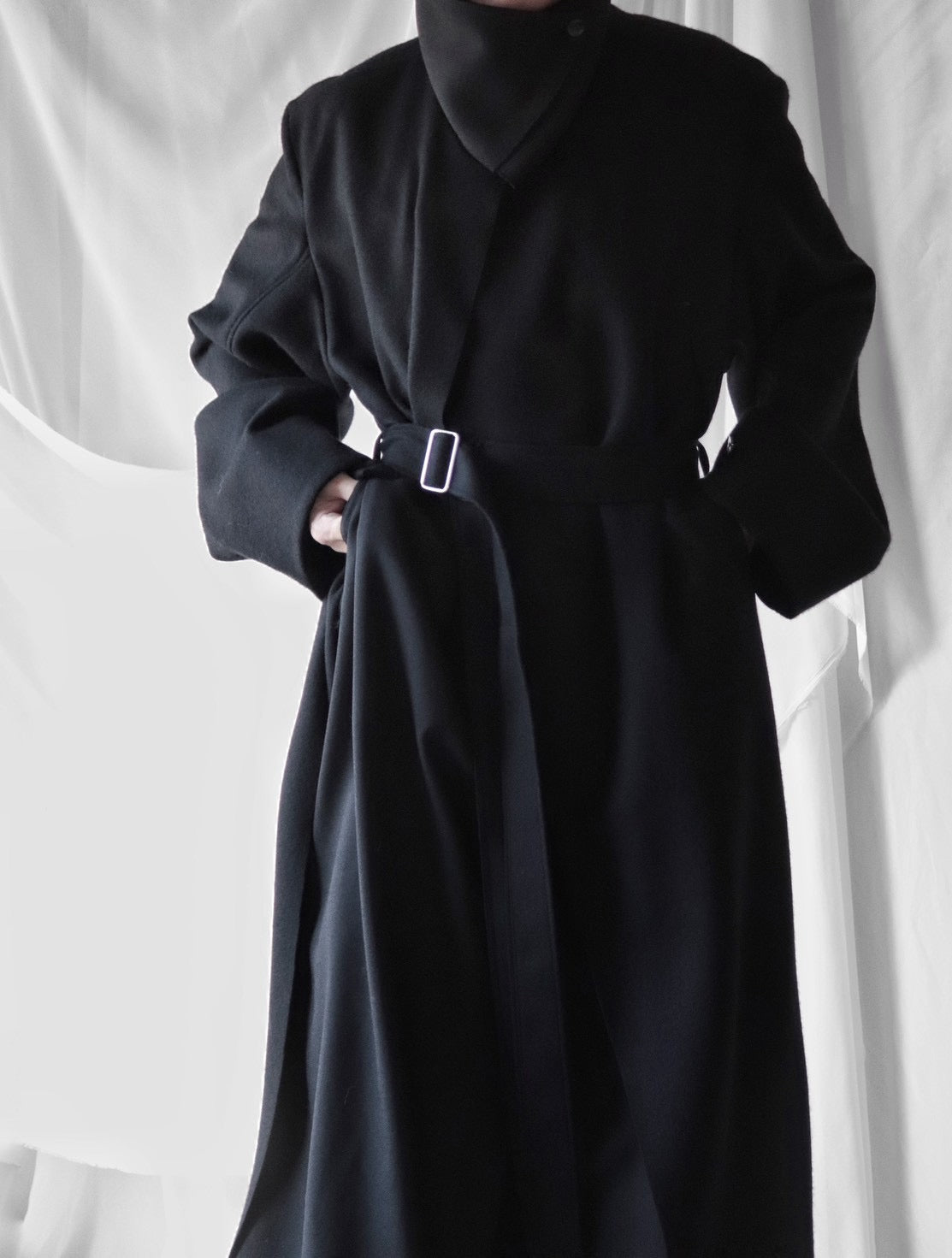 melton&gabardine layered coat