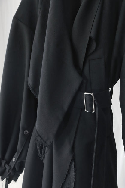 layered frayed coat