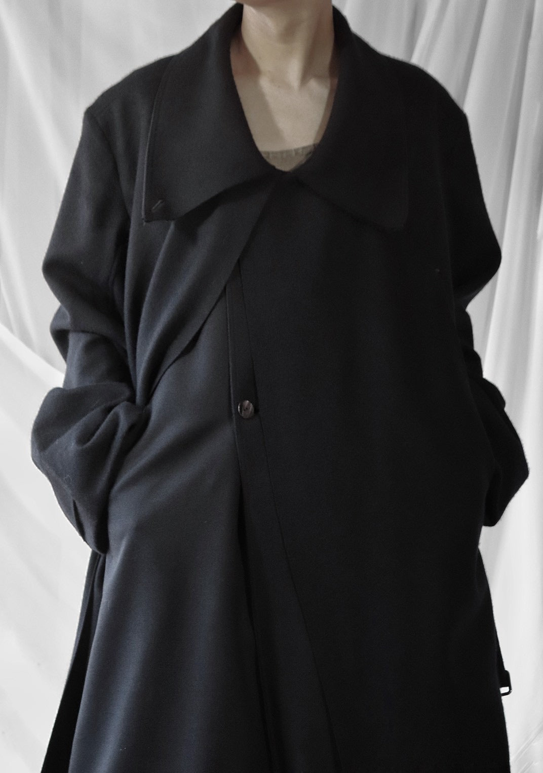 melton&gabardine layered coat