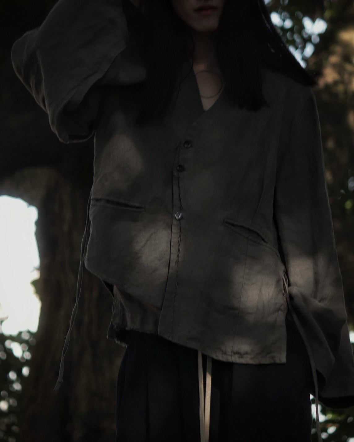 collarless jacket