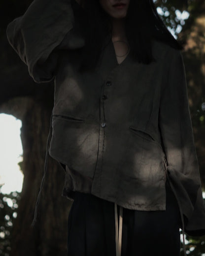 collarless jacket