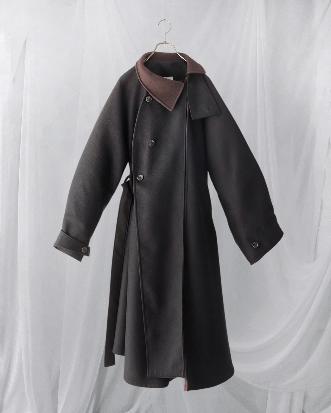 wool melton asymmetry coat