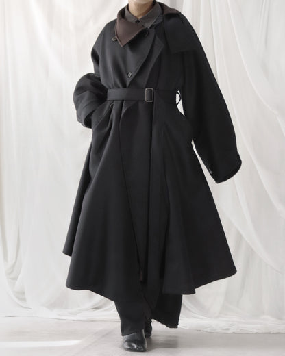 wool melton asymmetry coat