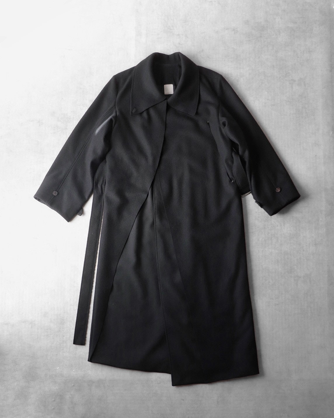 melton&gabardine layered coat