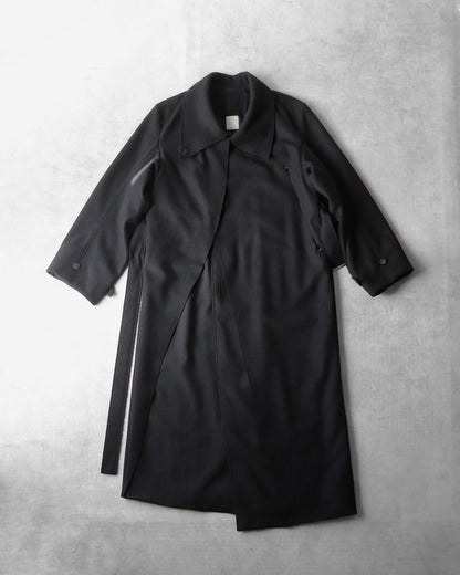 melton&gabardine layered coat