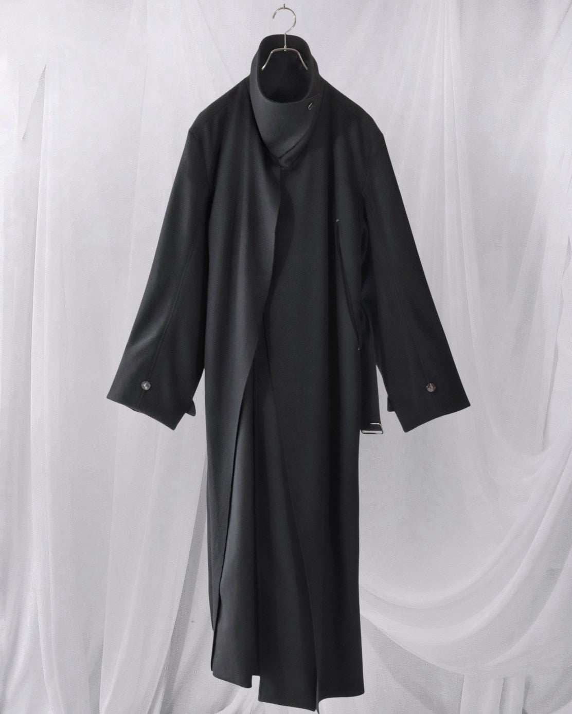 melton&gabardine layered coat