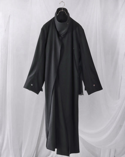 melton&gabardine layered coat