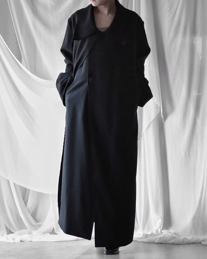melton&gabardine layered coat